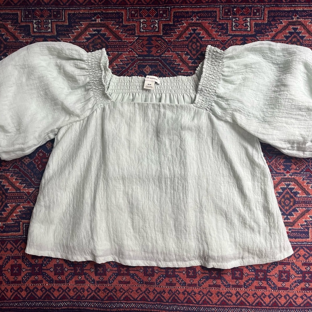 Club Monaco Mint Puff Sleeve Blouse